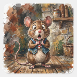 Mouse with a Surprised Look  Quadratischer Aufkleber