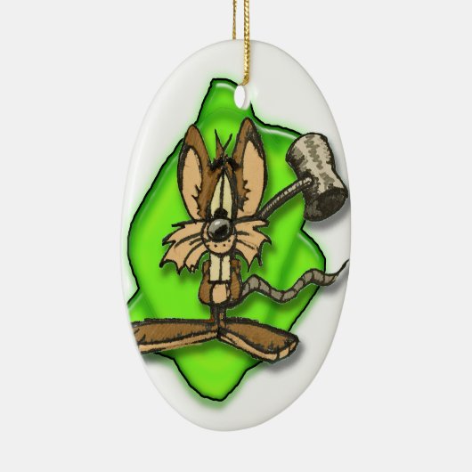 Mouse with Hammer Keramik Ornament (Rechts)