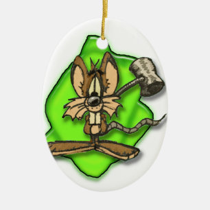 Mouse with Hammer Keramik Ornament