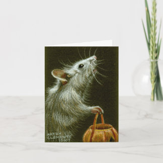 Mouse with Pumpkin Basket HalloweenCard Karte