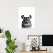 Mouse Woodland Modernes Portrait Schwarz-weiß Poster (Heimbüro)