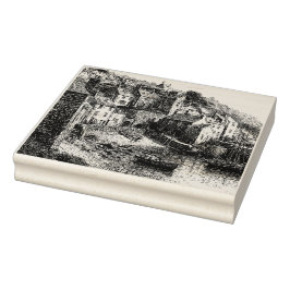 Mousehole, Cornwall Vintag Sketch Gummistempel