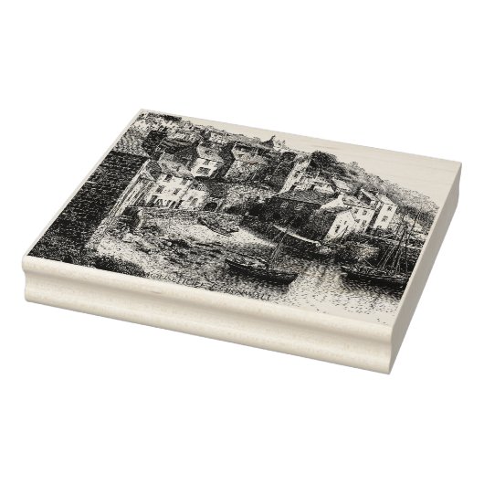 Mousehole, Cornwall Vintag Sketch Gummistempel (Stempel)
