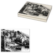 Mousehole, Cornwall Vintag Sketch Gummistempel (Stempel)
