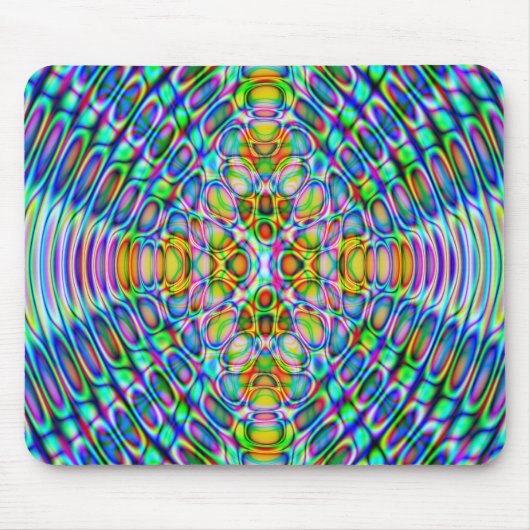 Mousemat Abstract Psychedelic Design, Blue Gold Mousepad (Vorne)