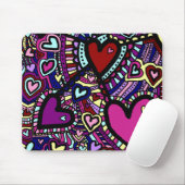 Mousemat, Abstrakt Doodle Art Hearts Mouse Pad Mousepad (Mit Mouse)