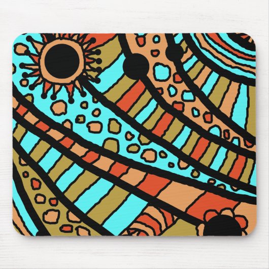 Mousemat, Abstrakter Sommerspass Blue Orange Mousepad (Vorne)