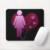 Mousemat Girl and Her Kitty Cat, Liebe Schmetterli Mousepad (Mit Mouse)
