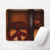 Mousemat, rustikales Herz und Friedenszeichen Mousepad (Mit Mouse)