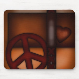 Mousemat, rustikales Herz und Friedenszeichen Mousepad