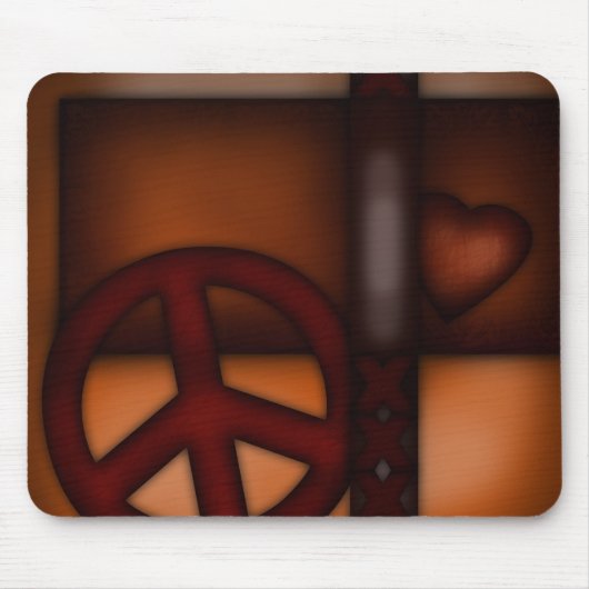 Mousemat, rustikales Herz und Friedenszeichen Mousepad (Vorne)