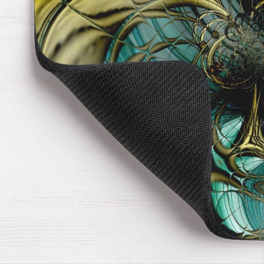 Mousepad Abstrakt Art Metal Gold Aquamarines Glas (Ecke)