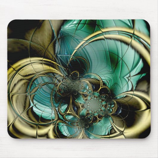Mousepad Abstrakt Art Metal Gold Aquamarines Glas (Vorne)
