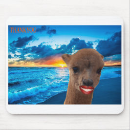 mousepad alpaca on beach, vielen Dank