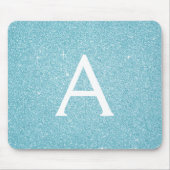 Mousepad aquamarin Blue Sparkle Glitzer Monogram N (Vorne)