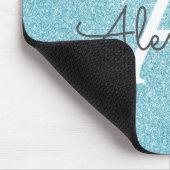 Mousepad aquamarin Blue Sparkle Glitzer Monogram N (Ecke)
