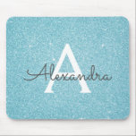 Mousepad aquamarin Blue Sparkle Glitzer Monogram N<br><div class="desc">Aquamarines Aqua Blue Sparkle Glitzer Monogram Name Mousepad. Dieses Mousepad kann auf Ihren Vornamen angepasst werden.</div>