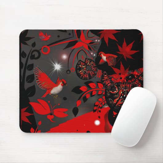 Mousepad Asiatische Rote Vögel (Mit Mouse)