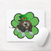 Mousepad Basset Hound Happy St. Patrick's Clover (Mit Mouse)