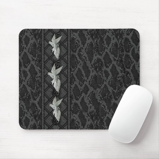 Mousepad Black Leather Bird Jewel (047-015) (Mit Mouse)