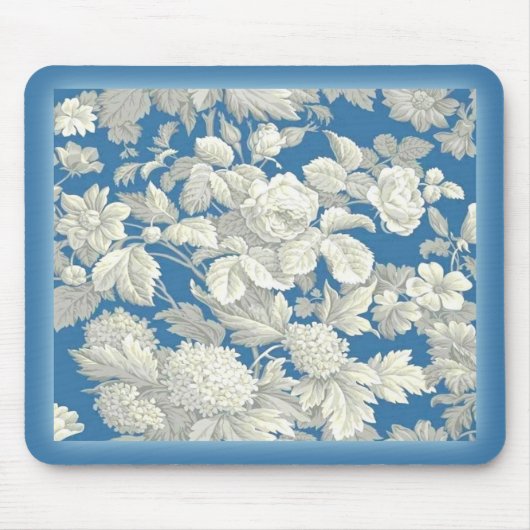 Mousepad Blauer Antike Blumen (Vorne)