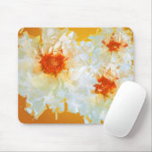 Mousepad Blume Weiß Orange Kubist (Mit Mouse)