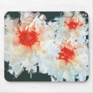 Mousepad Blume Weiß Schwarz Kubist