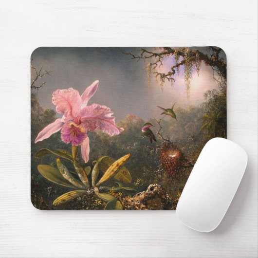 Mousepad: Cattleya Orchid & Three Hummingbirds Mousepad (Mit Mouse)