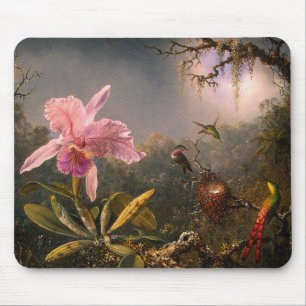 Mousepad: Cattleya Orchidee u. drei Kolibris Mousepad