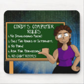 Mousepad: Cindy Computer-Regeln Mousepad (Vorne)
