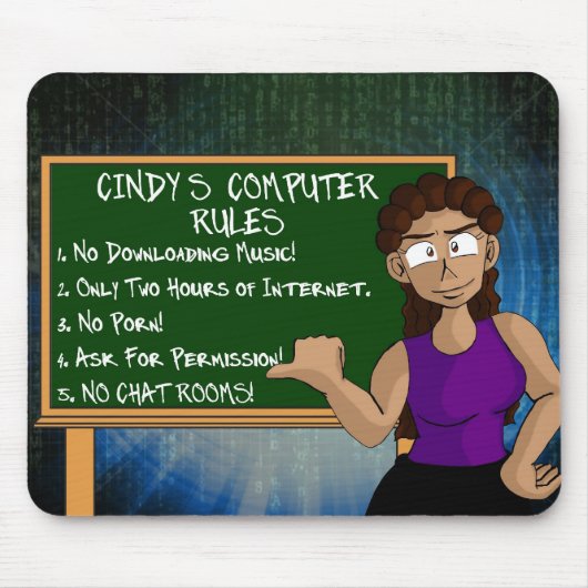 Mousepad: Cindy Computer-Regeln Mousepad (Vorne)