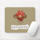 Mousepad Cristão com Frase "Jesus Loves You" (Mit Mouse)