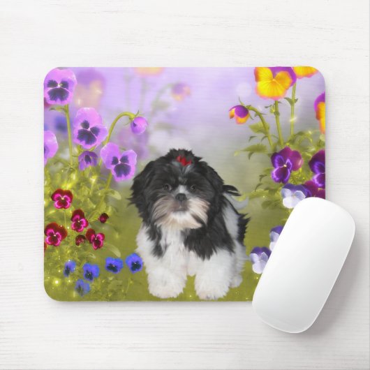 Mousepad Dog Shih Tzu auf farbigen Blume (Mit Mouse)
