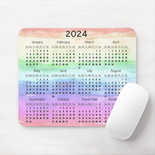 Mousepad für den Kalender 2024 mit Rainbow-Farben (Mit Mouse)