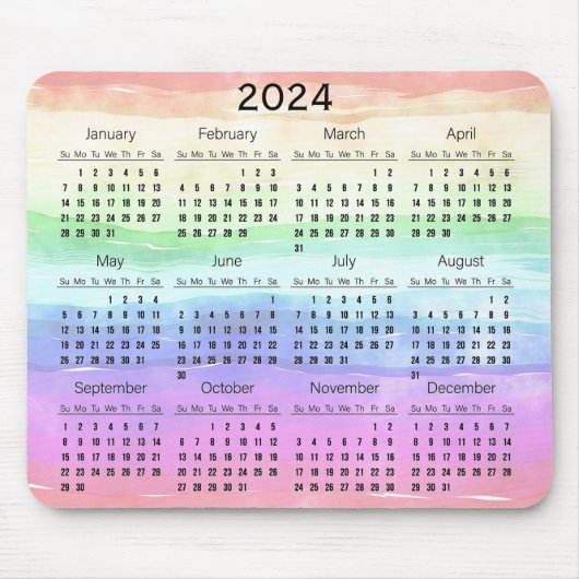 Mousepad für den Kalender 2024 mit Rainbow-Farben (Vorne)