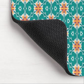 Mousepad für geometrische Muster grün und orange (Ecke)