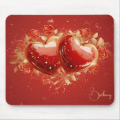 Mousepad für personalisiertes Red & Gold 3-D-Herz- (Vorne)