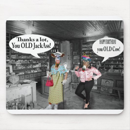 Mousepad Geburtstagskuh und Jackass (Vorne)