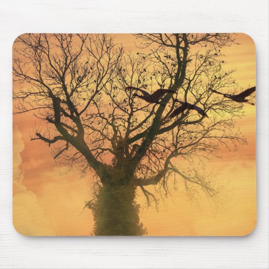 Mousepad gefleckter Herbstbaum bei Sonnenuntergang (Vorne)
