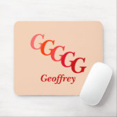 Mousepad - gestaffelte Initialname und Name in Rot (Mit Mouse)