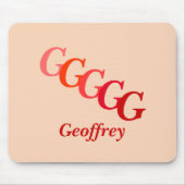 Mousepad - gestaffelte Initialname und Name in Rot (Vorne)