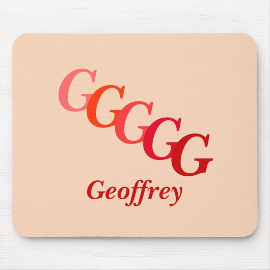 Mousepad - gestaffelte Initialname und Name in Rot (Vorne)
