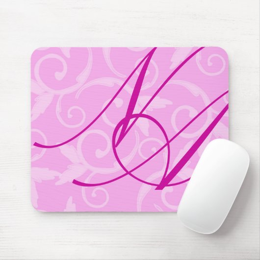 Mousepad - Girly Swirl Monogramm (Mit Mouse)