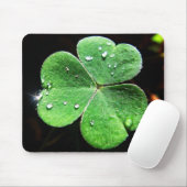 Mousepad Grünes Kleeblatt mit Wassertropfen (Mit Mouse)