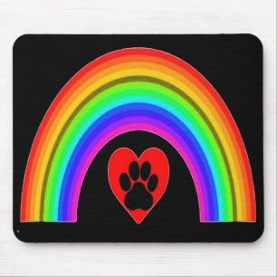 Mousepad Herz mit Paw unter einem Regenbogen