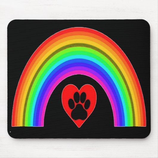 Mousepad Herz mit Paw unter einem Regenbogen (Vorne)