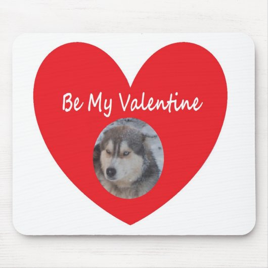 Mousepad Husky Heart Red Be My Valentine (Vorne)