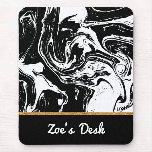 Mousepad im Schwarz-Weiß-Marmor-Stil (Vorne)