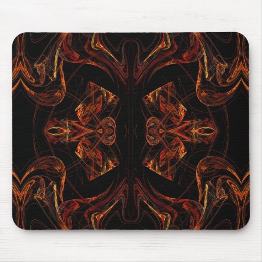 Mousepad in orangefarbenem Fraktal (Vorne)