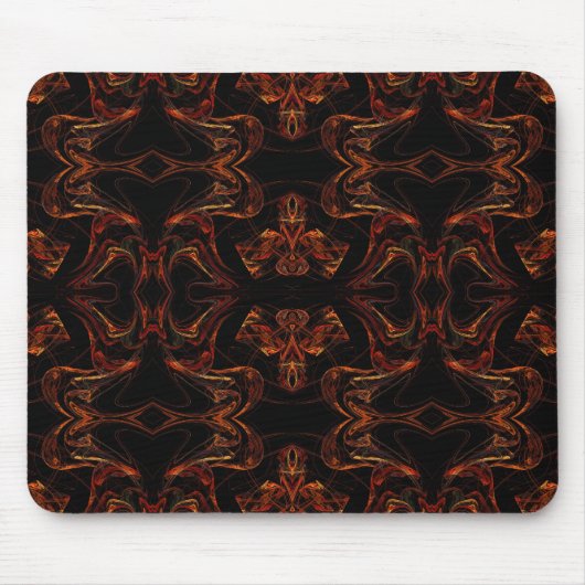 Mousepad in orangefarbenem Fraktal (Vorne)